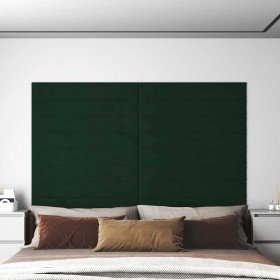 Paneles de pared 12 uds terciopelo verde oscuro 90x15 cm 1,62m²