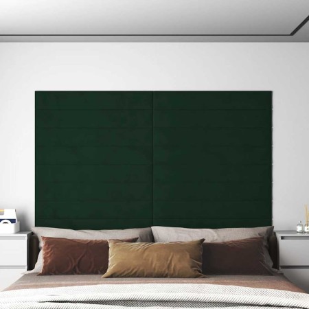 Paneles de pared 12 uds terciopelo verde oscuro 90x15 cm 1,62m²