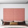 Paneles de pared 12 uds terciopelo rosa 90x15 cm 1,62 m²