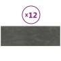 Paneles de pared 12 uds terciopelo gris oscuro 90x30 cm 3,24 m²