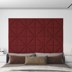 Paneles de pared 12 uds tela rojo tinto 30x30 cm 0,54 m²