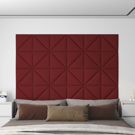 Paneles de pared 12 uds tela rojo tinto 30x30 cm 0,54 m²