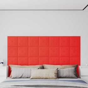 Paneles de pared 12 uds cuero sintético rojo 30x30 cm 1,08 m²