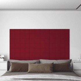 Paneles de pared 12 uds terciopelo rojo tinto 60x15 cm 1,08 m²