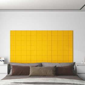 Paneles de pared 12 uds terciopelo amarillo 60x15 cm 1,08 m²