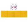 Paneles de pared 12 uds terciopelo amarillo 60x15 cm 1,08 m²