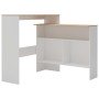 Mesa alta de bar con 2 tableros blanco y roble 130x40x120 cm en Mesas de cocina y de comedor | Comprar online en Foro24