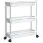 Carrito de almacenaje de 3 alturas aluminio plateado y blanco