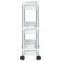 Carrito de almacenaje de 3 alturas aluminio plateado y blanco