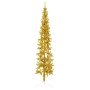 Medio árbol de Navidad artificial con soporte dorado 180 cm