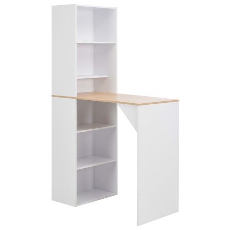 Mesa de bar con estantería blanca 115x59x200 cm en Mesas de cocina y de comedor | Comprar online en Foro24