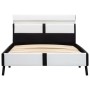 Estructura cama con LED cuero sintético blanco negro 90x200 cm