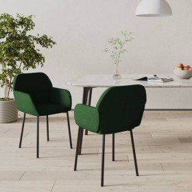 Sillas de comedor 2 unidades terciopelo verde oscuro Sillas de comedor 2 unidades terciopelo verde oscuro