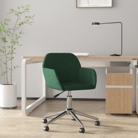 Silla de oficina giratoria de tela verde oscuro