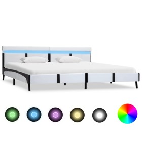 Estructura de cama con LED sin colchón blanco 180x200 cm
