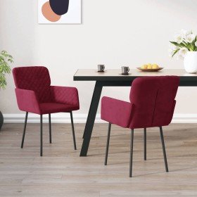 Sillas de comedor 2 unidades terciopelo rojo tinto Sillas de comedor 2 unidades terciopelo rojo tinto