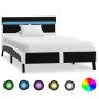 Estructura cama LED sin colchón cuero sintético negro 90x200 cm