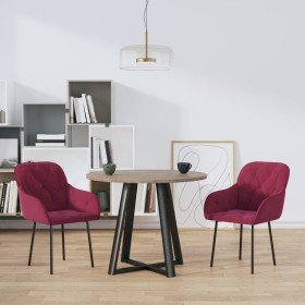 Sillas de comedor 2 unidades terciopelo rojo tinto Sillas de comedor 2 unidades terciopelo rojo tinto