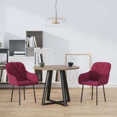 Sillas de comedor 2 unidades terciopelo rojo tinto