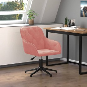 Silla de oficina giratoria de terciopelo rosa