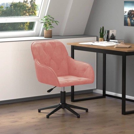 Silla de oficina giratoria de terciopelo rosa