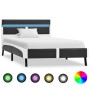 Estructura de cama con LED sin colchón cuero gris 90x200 cm