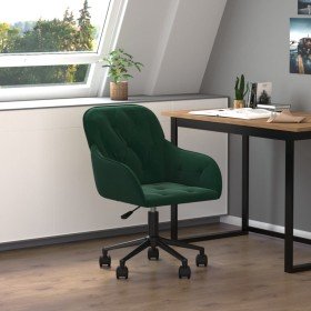 Silla de oficina giratoria de terciopelo verde oscuro