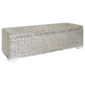 Caja almacenaje madera caoba blanco y ratán Kubu natural 110 cm