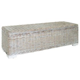Caja almacenaje madera caoba blanco y ratán Kubu natural 110 cm
