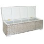 Caja almacenaje madera caoba blanco y ratán Kubu natural 110 cm