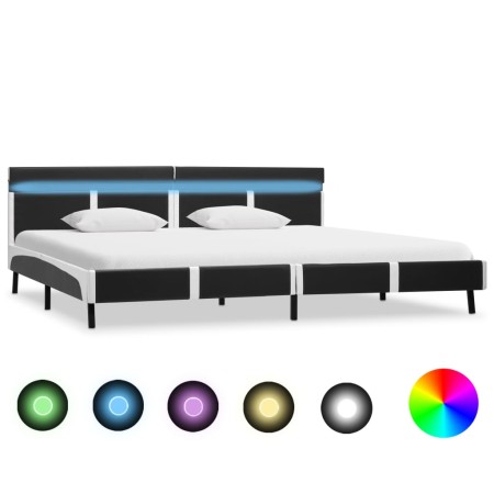 Estructura cama LED sin colchón cuero sintético gris 180x200 cm