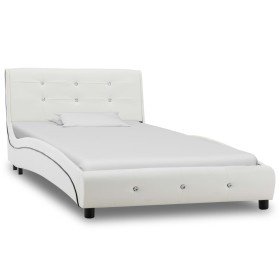 Estructura de cama sin colchón cuero sintético blanco 90x200 cm Estructura de cama sin colchón cuero sintético blanco 90x200 cm