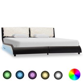 Estructura de cama con LED sin colchón negro blanco 180x200 cm Estructura de cama con LED sin colchón negro blanco 180x200 cm