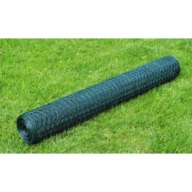 Alambrada de gallinero con revestimiento PVC verde 25x0,5 m en Paneles de vallas | Comprar online en Foro24