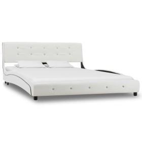 Estructura de cama cuero sintético blanca 135x190 cm