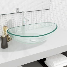 Lavabo de vidrio templado transparente 54,5x35x15,5 cm