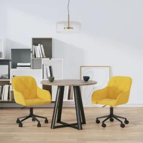 Drehbare Esszimmerstühle, 2 Stück, gelber Samt von vidaXL, Essstühle - Ref: Foro24-3103428, Preis: 149,85 €, Rabatt: %