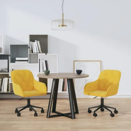 Drehbare Esszimmerstühle, 2 Stück, gelber Samt von vidaXL, Essstühle - Ref: Foro24-3103428, Preis: 149,85 €, Rabatt: %