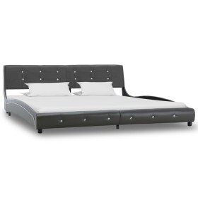 Estructura de cama cuero sintético gris 180x200 cm