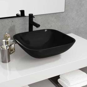 Lavabo de vidrio negro 42x42x14 cm