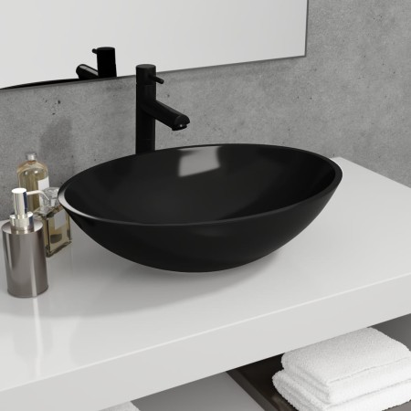 Lavabo de vidrio negro 50x37x14 cm