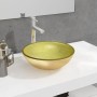 Lavabo de vidrio templado dorado 35x12 cm