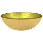 Lavabo de vidrio templado dorado 35x12 cm