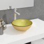 Lavabo de vidrio templado dorado 30x12 cm