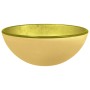 Lavabo de vidrio templado dorado 30x12 cm
