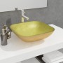 Lavabo de vidrio dorado 42x42x14 cm
