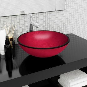 Lavabo de vidrio templado rojo 42x14 cm
