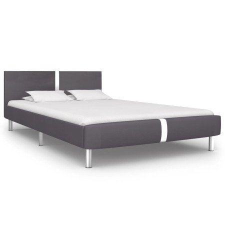 Estructura de cama sin colchón cuero sintético gris 140x200 cm en Camas y somieres | Comprar online en Foro24