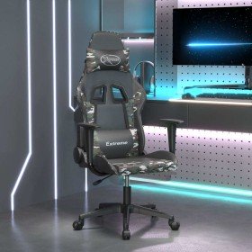 Silla gaming masaje reposapiés cuero sintético negro camuflaje Silla gaming masaje reposapiés cuero sintético negro camuflaje