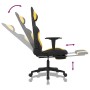Silla gaming de masaje con reposapiés tela negro y amarillo